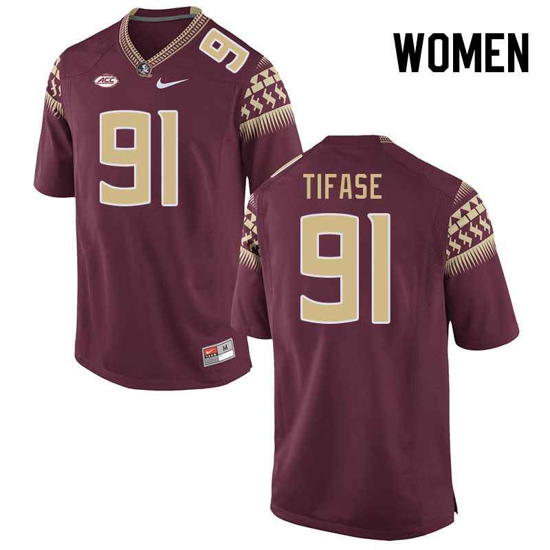 Women #91 Ayobami Tifase Florida State Seminoles College Football Jerseys Stitched-Garnet